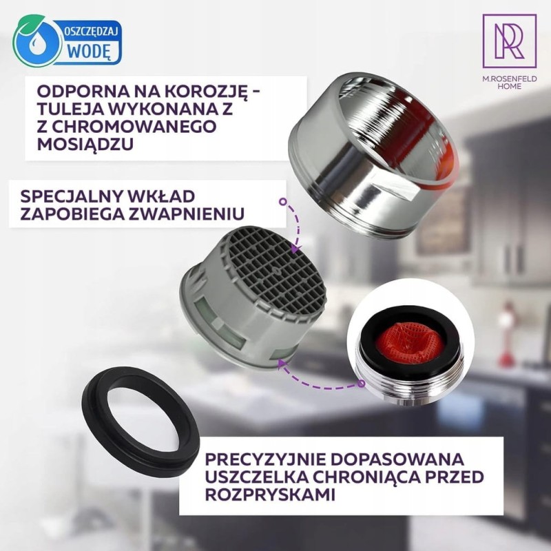 2 × Perlator M24 5 l/min – regulator przepływu wody z filtrem antywapiennym