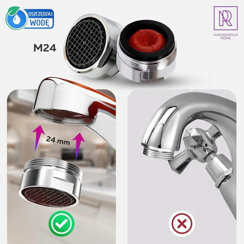 2 × Perlator M24 5 l/min – regulator przepływu wody z filtrem antywapiennym