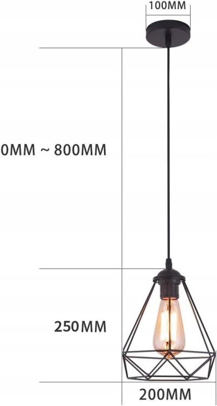 Lampa wisząca czarna loftowa, metalowa vintage metalowa E27 – Maxduyu