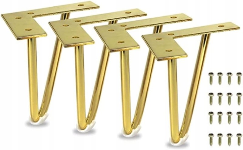 NatureMan metalowe nóżki meblowe złote 15,2 cm – zestaw 4 sztuk