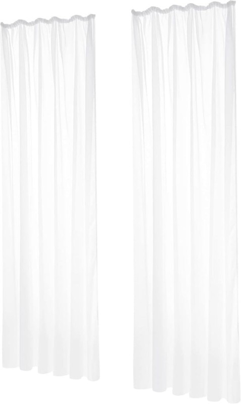 Firanki prześwitujące z taśmą marszczącą 240x130 cm białe, 2 szt. Deconovo