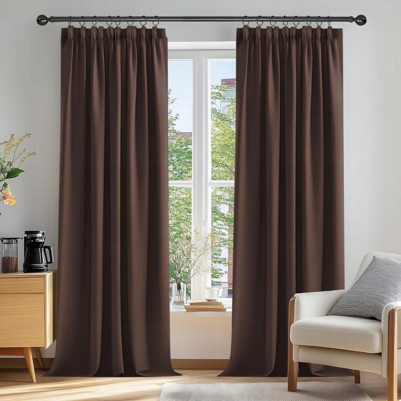 Zasłony zaciemniające 175x140 cm ciemnobrązowe – 2 szt. Deconovo