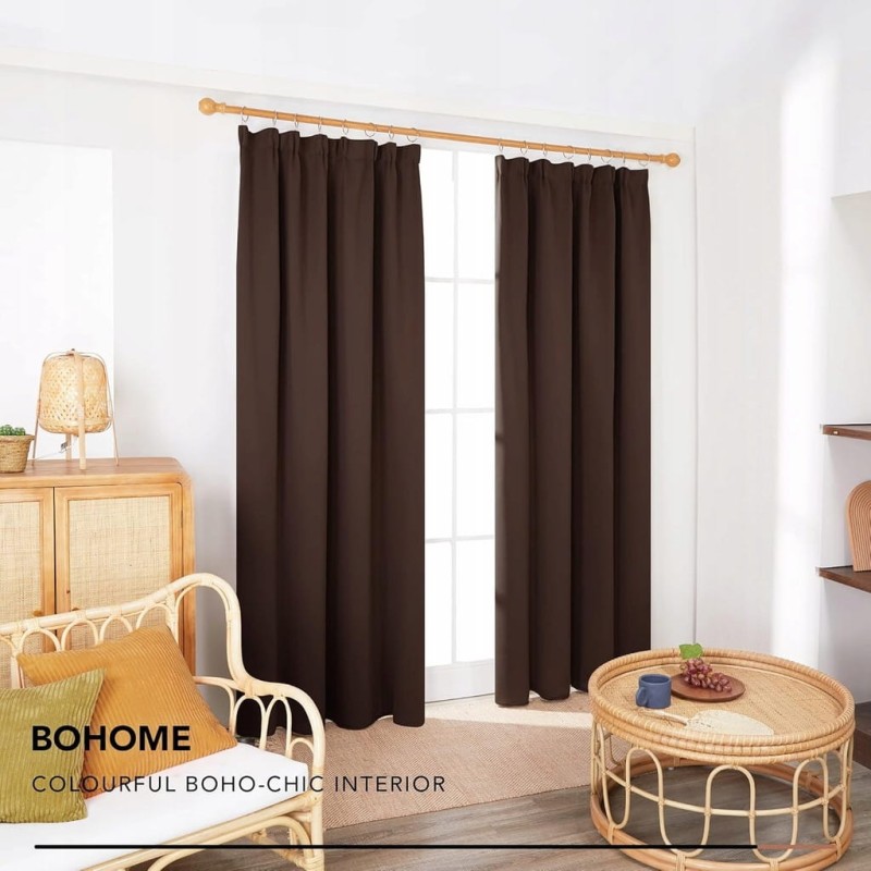 Zasłony zaciemniające 175x140 cm ciemnobrązowe – 2 szt. Deconovo