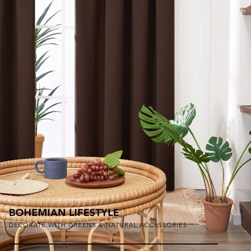 Zasłony zaciemniające 175x140 cm ciemnobrązowe – 2 szt. Deconovo