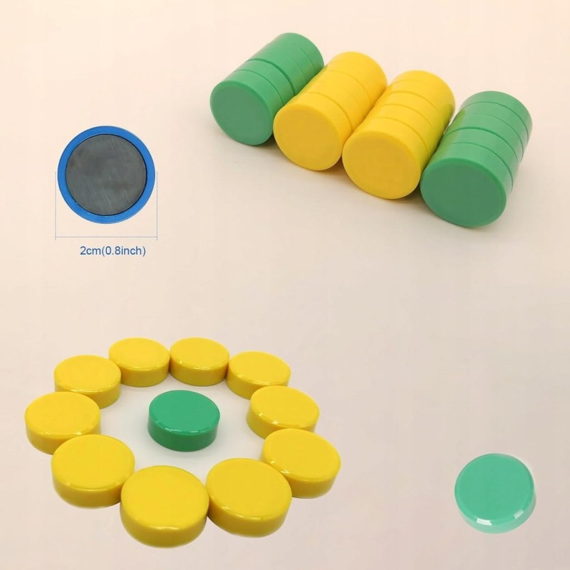 Magnesy na tablicę 20 szt. żółte i zielone 20 mm- Wugauwor