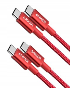 Anker Kabel USB-C do USB-C 60W 1 m, zestaw 2 szt., czerwony, Nylonowy oplot