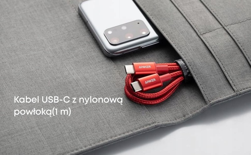 Anker Kabel USB-C do USB-C 60W 1 m, zestaw 2 szt., czerwony, Nylonowy oplot