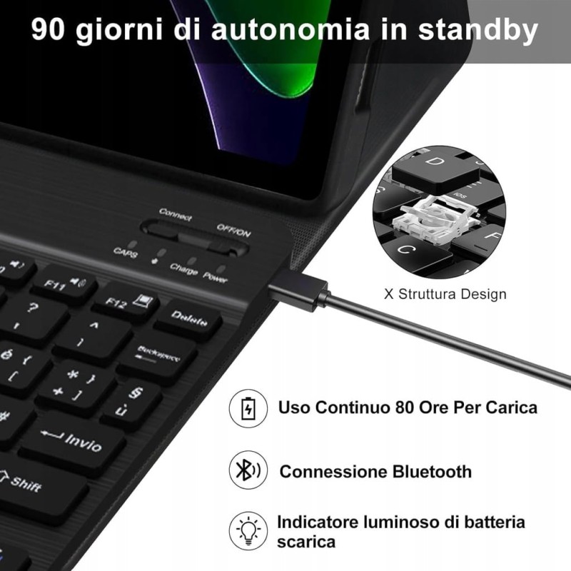 Iveoppe etui z klawiaturą Xiaomi Pad 6/6 Pro Bluetooth włoski układ QWERTY