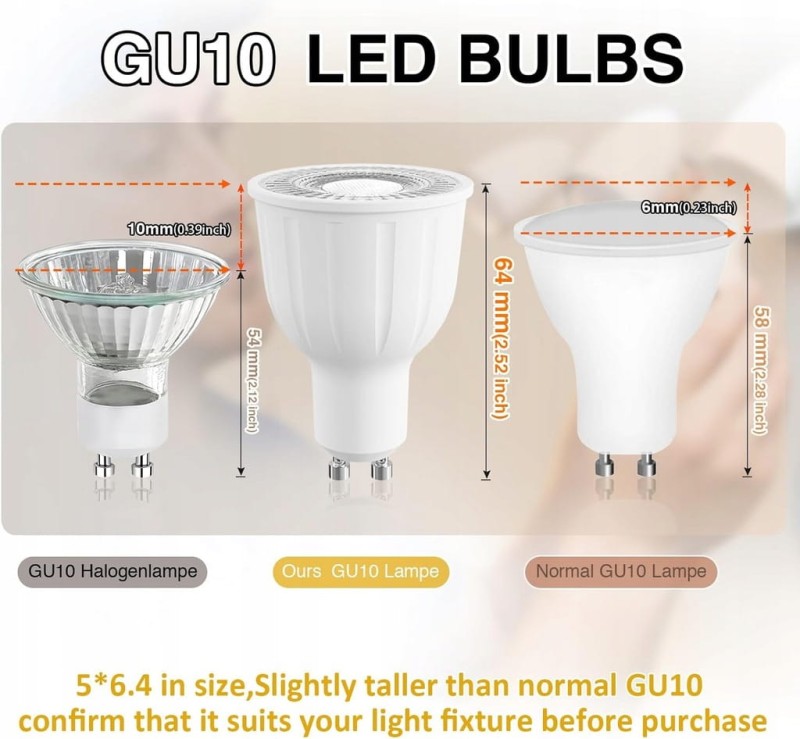 Ezmyma żarówka LED GU10 12 W 4000 K 1150 lm zestaw 8 szt.