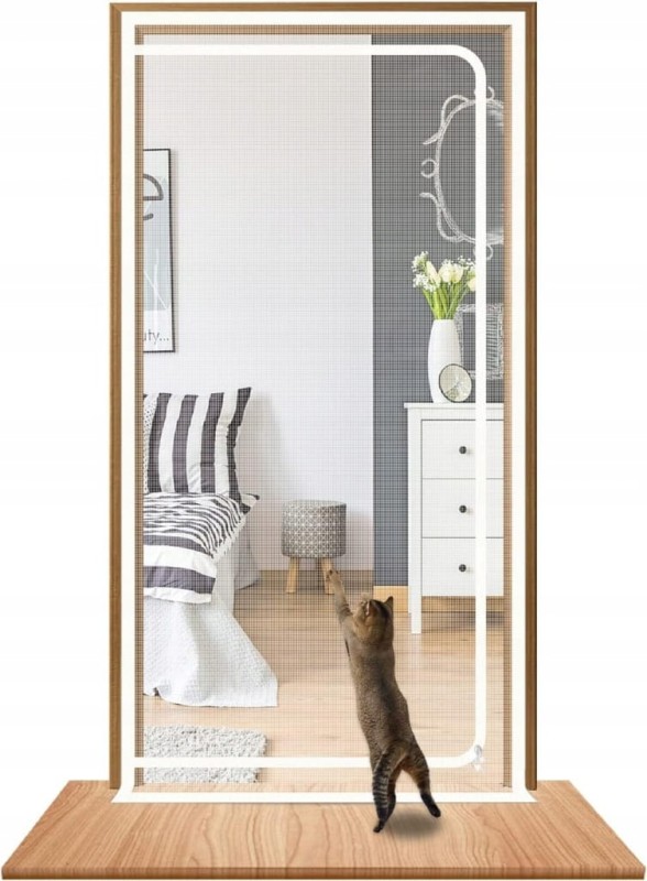 Wzmocniona moskitiera z zamkiem błyskawicznym 90x210 cm do drzwi