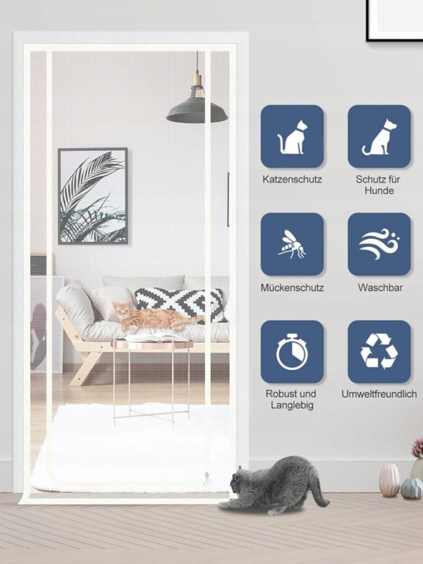 Wzmocniona moskitiera z zamkiem błyskawicznym 90x210 cm do drzwi- Rackbone