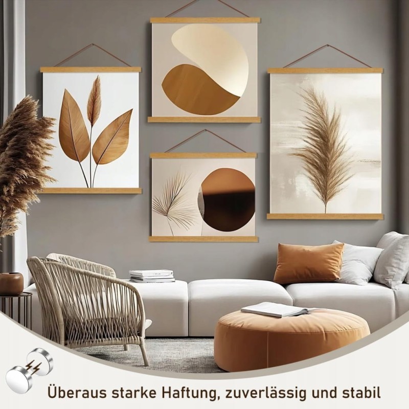Sanauto magnetyczna szyna plakatowa drewniana 75 cm, jasnobrązowa