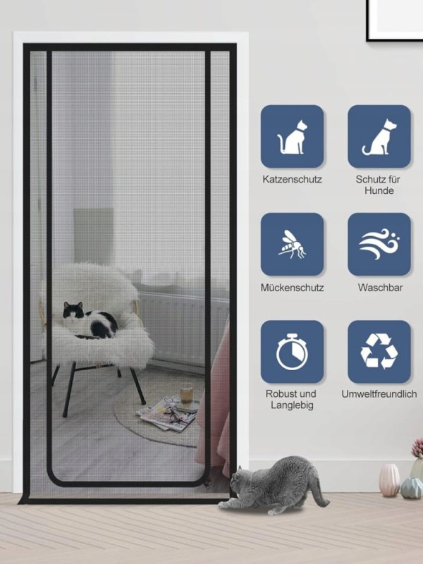 Wzmocniona moskitiera z zamkiem błyskawicznym 80x200 cm do drzwi - rackbone