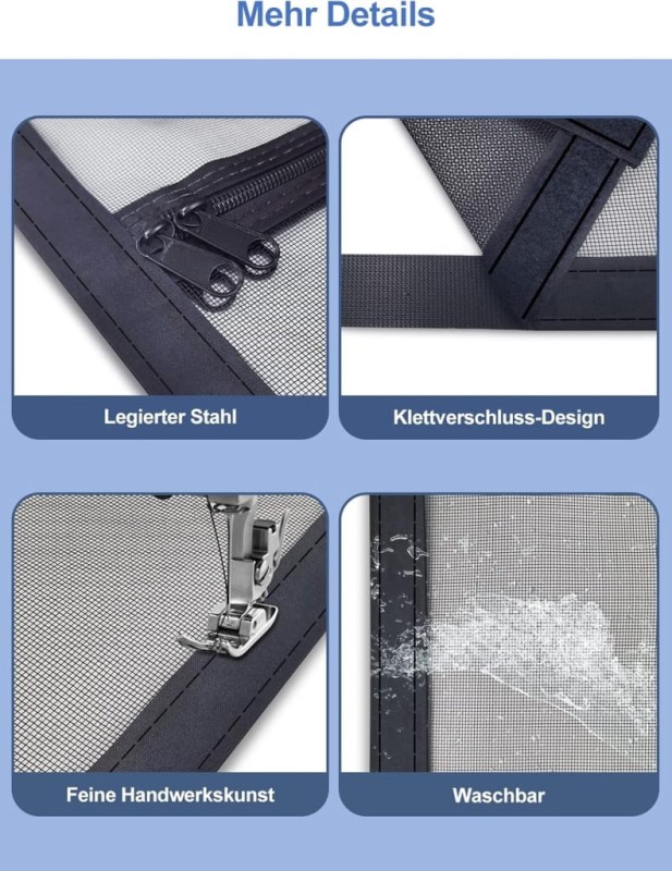 Wzmocniona moskitiera z zamkiem błyskawicznym 80x200 cm do drzwi - rackbone