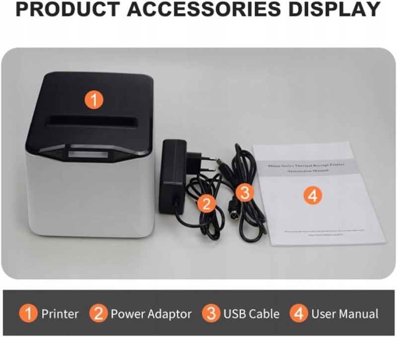 Bisofice drukarka termiczna 80 mm POS USB LAN 220 mm/s do etykiet paragonów