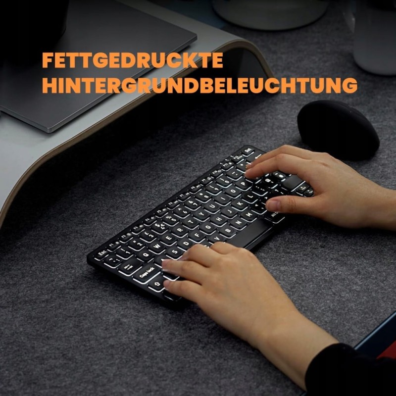 Perixx PERIBOARD-732B bezprzewodowa mini klawiatura podświetlana- QWERTZ