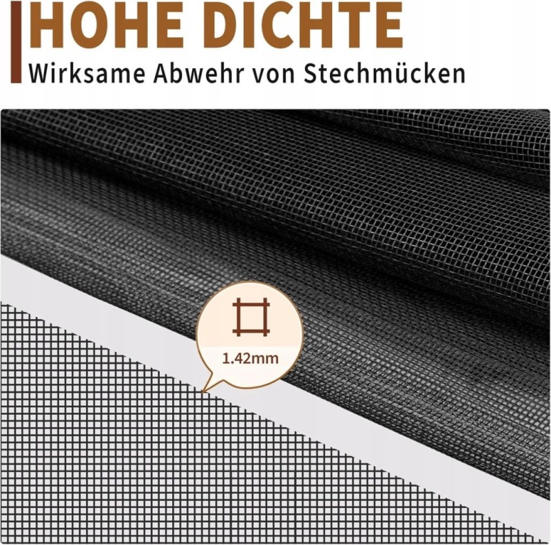 Yotache moskitiera na okno na metry 252 × 122 cm czarna, przeciw owadom