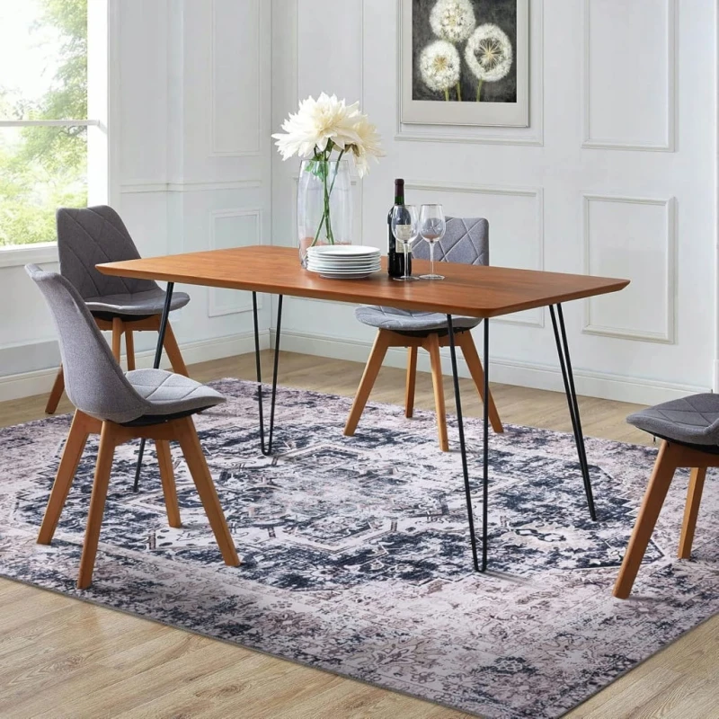 Dywan vintage 170x120 cm beżowo-niebieski antypoślizgowy- Taleta