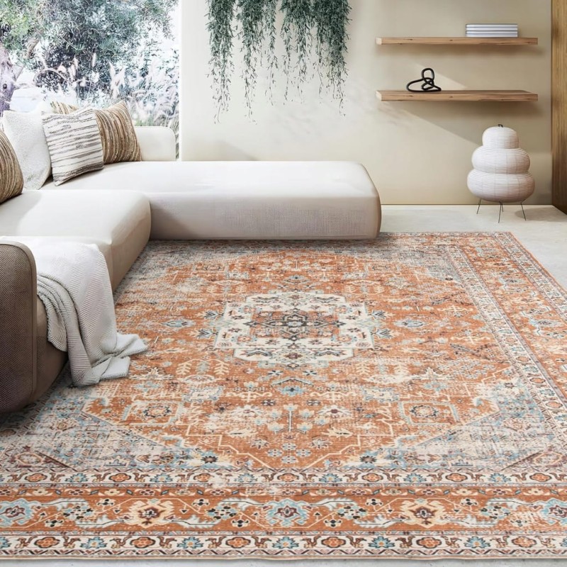 Dywan vintage 120x170 cm pomarańczowy, wielokolorowy antypoślizgowy Taleta