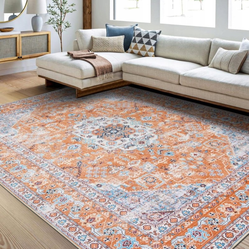 Dywan vintage 120x170 cm pomarańczowy, wielokolorowy antypoślizgowy Taleta