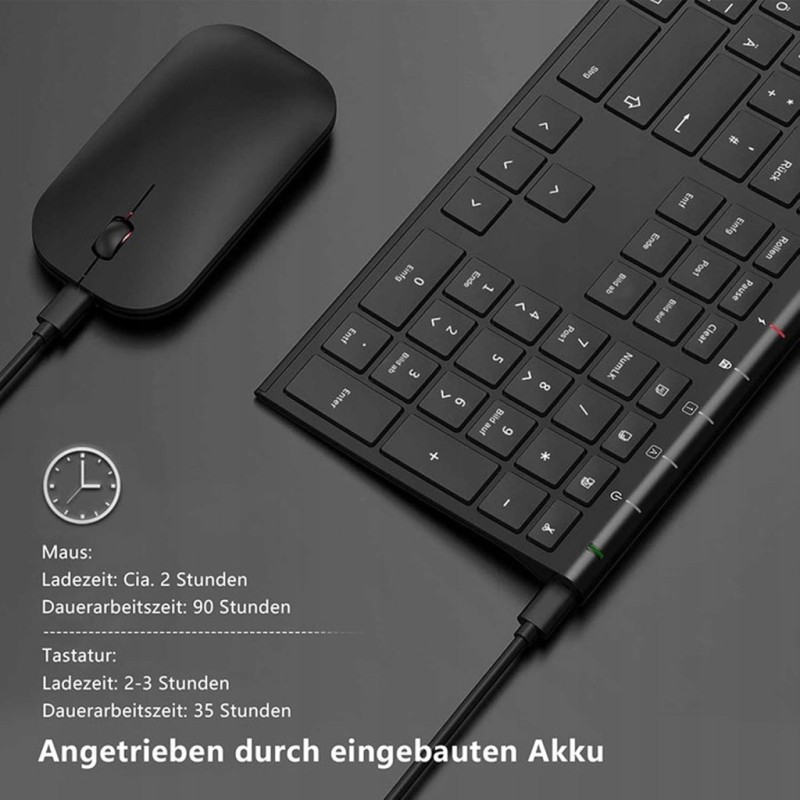 Bezprzewodowa klawiatura i mysz Seenda 2.4G USB, cienka, Układ QWERTZ