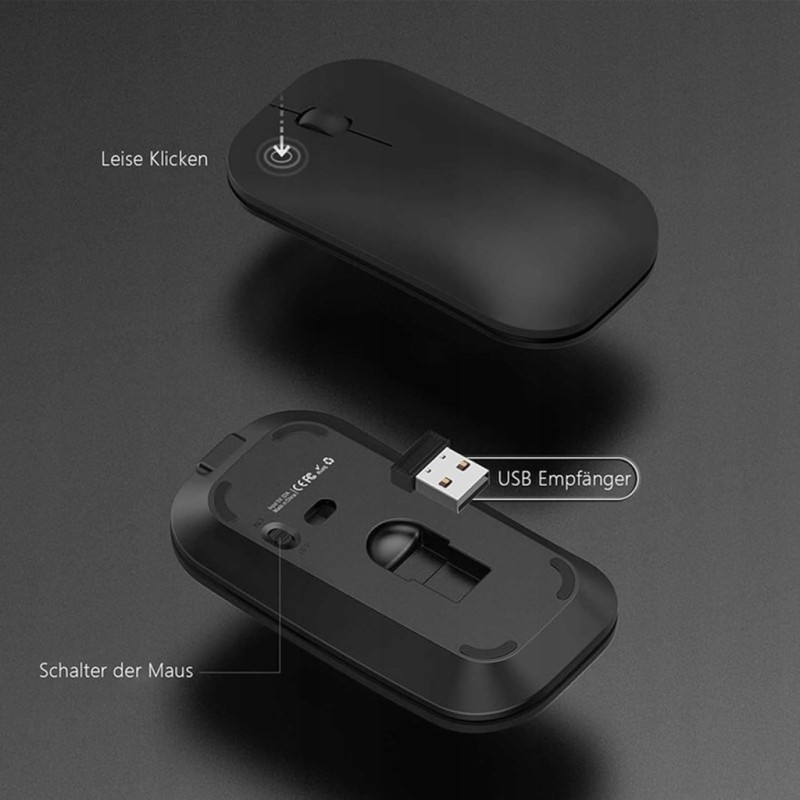 Bezprzewodowa klawiatura i mysz Seenda 2.4G USB, cienka, Układ QWERTZ