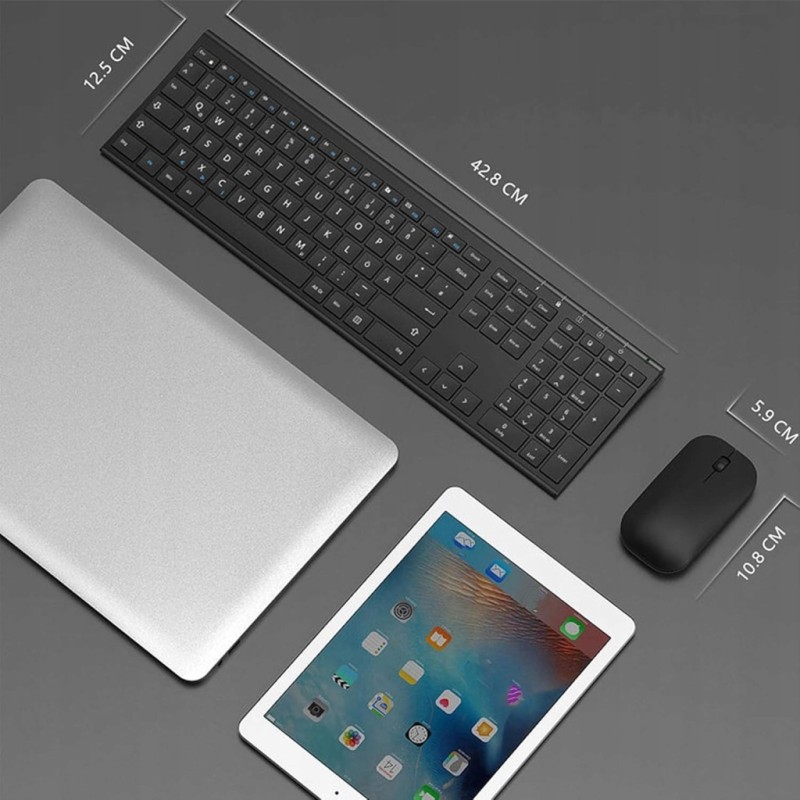Bezprzewodowa klawiatura i mysz Seenda 2.4G USB, cienka, Układ QWERTZ