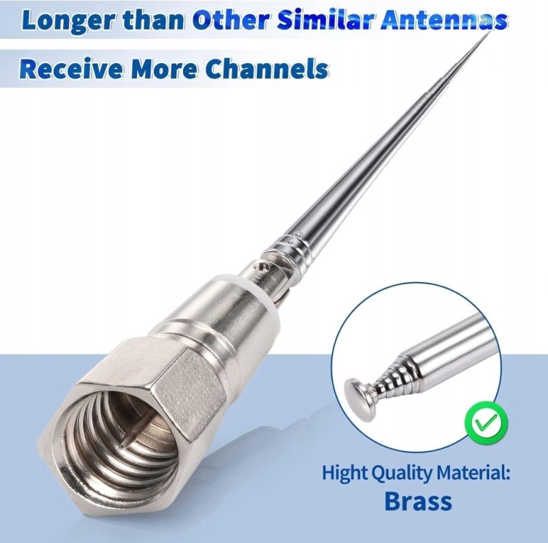 Antena DAB FM teleskopowa 75 Ohm Bingfu + adaptery