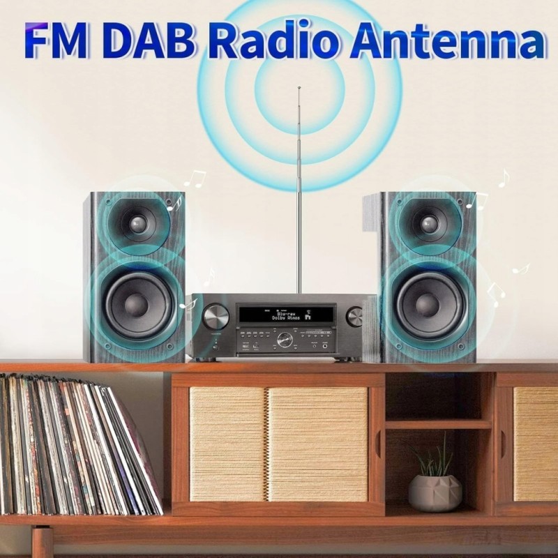 Antena DAB FM teleskopowa 75 Ohm Bingfu + adaptery