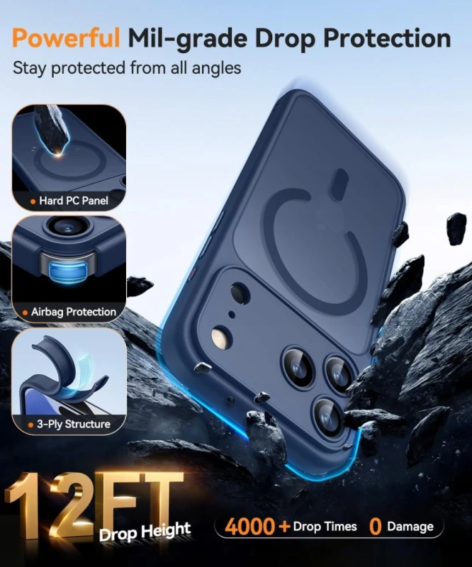Etui iPhone 17 Pro MagSafe Copike matowe niebieskie