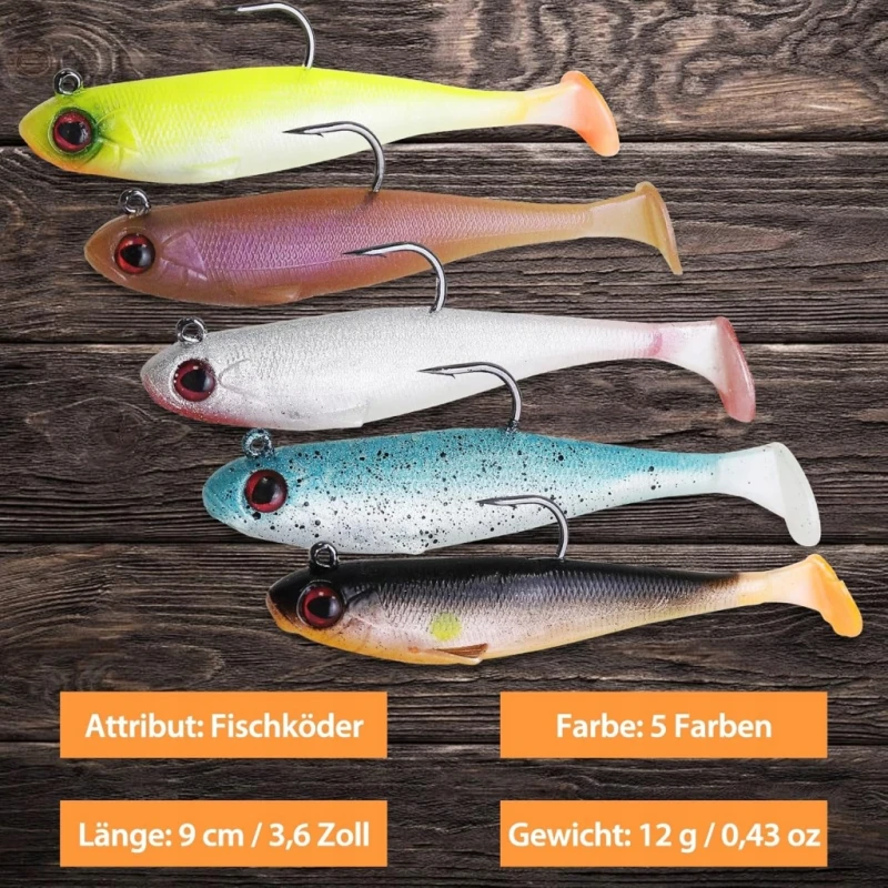 Zestaw przynęt wędkarskich na spinning, gumowe Filltown 5 szt 9 cm 12 g