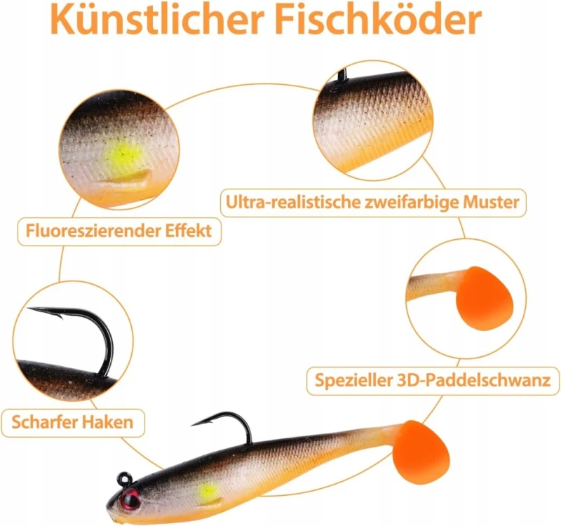 Zestaw przynęt wędkarskich na spinning, gumowe Filltown 5 szt 9 cm 12 g