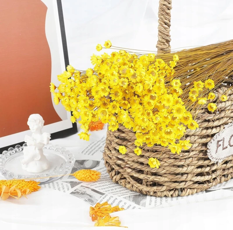 Suszone kwiaty mini stokrotki 300 szt żółte dekoracyjne - Larber