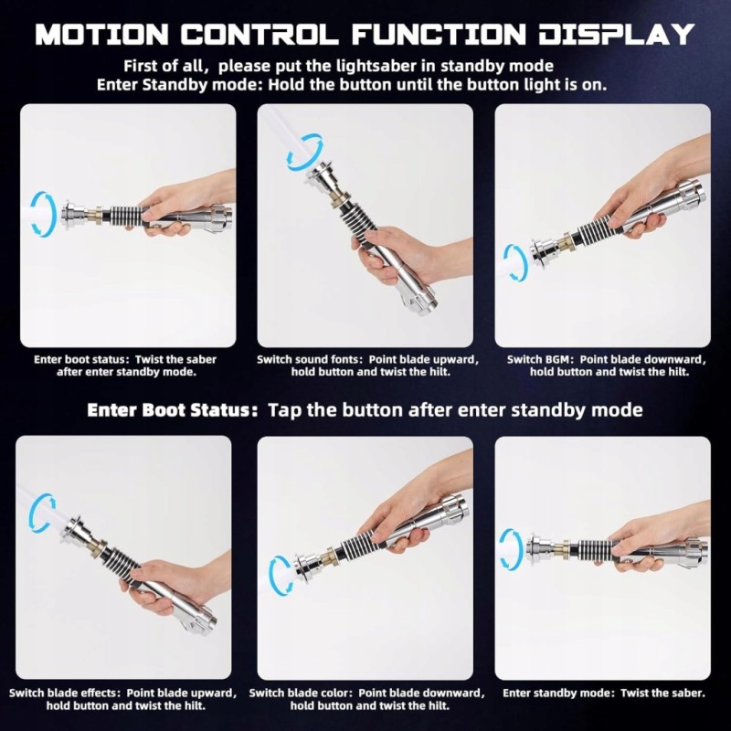 Miecz świetlny Saberforms 12 kolorów 16 dźwięków Force FX sterowanie ruchem