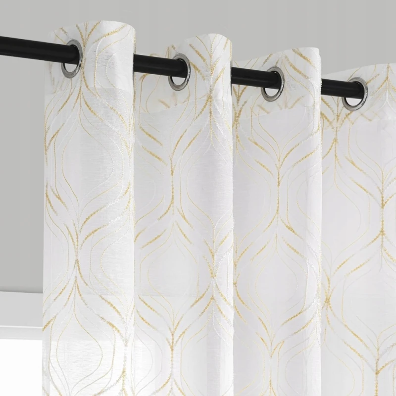 Miulee Zasłony Haftowane Diamond 2 szt. 140x245 cm na przelotkach