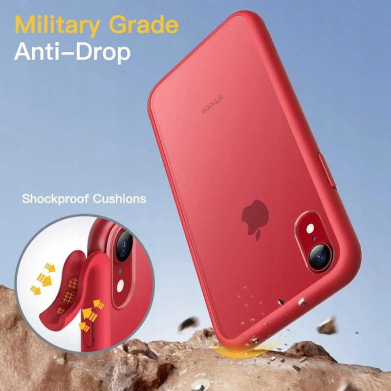 JETech Matte Case etui do iPhone XR 6,1 Czerwone, Przezroczyste