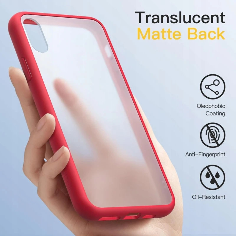 JETech Matte Case etui do iPhone XR 6,1 Czerwone, Przezroczyste