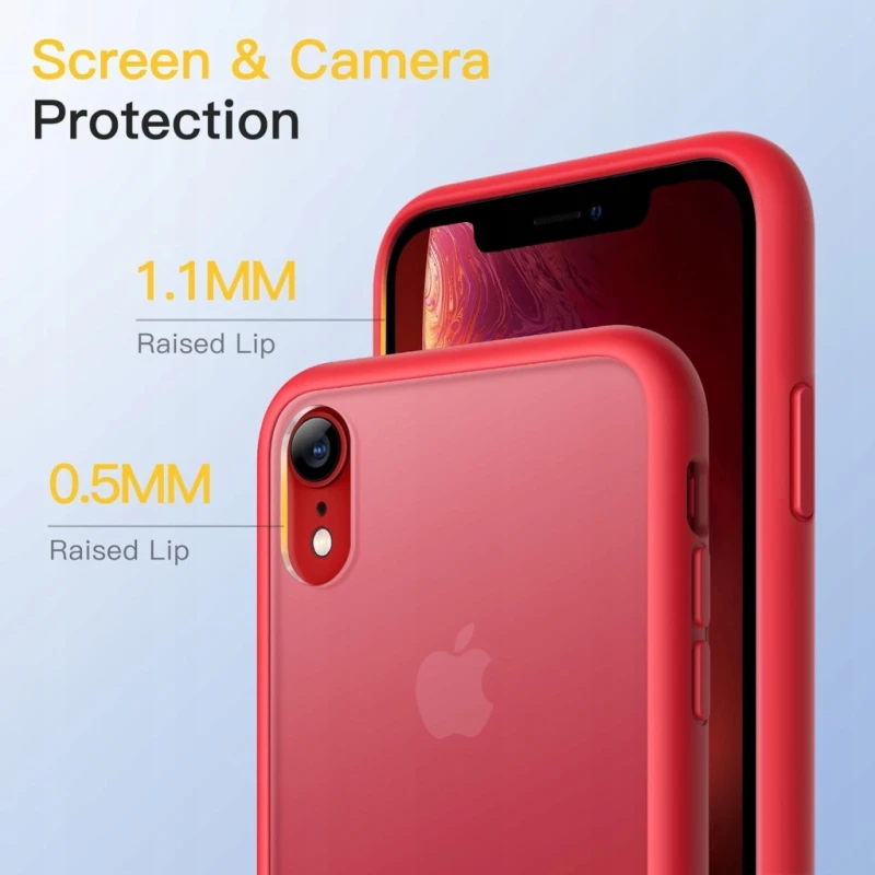JETech Matte Case etui do iPhone XR 6,1 Czerwone, Przezroczyste