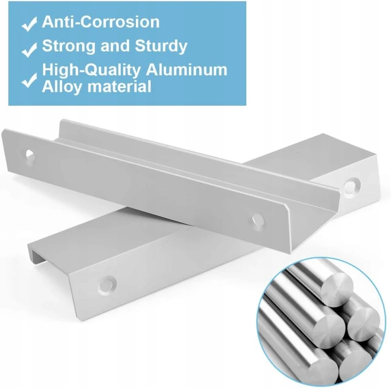 Uchwyt Krawędziowy Finger Edge Pull Srebrny 4 szt. Aluminium- Klyngtsk