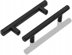 Lontan Uchwyty Meblowe Czarne, rozstaw 128 mm 10 szt. Stal Nierdzewna