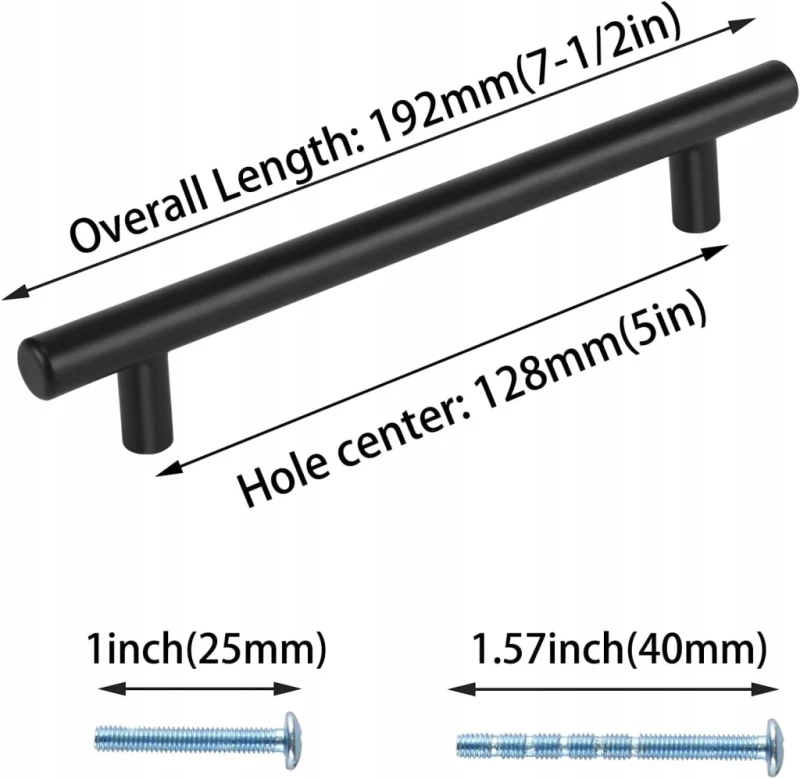 Lontan Uchwyty Meblowe Czarne, rozstaw 128 mm 10 szt. Stal Nierdzewna