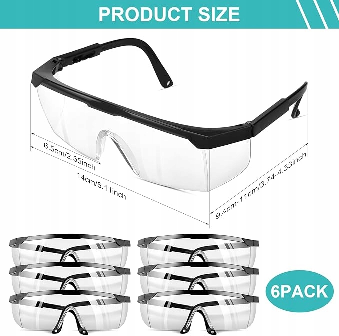 Kigniote Okulary Ochronne Robocze Przezroczyste 6 szt. Anti Fog