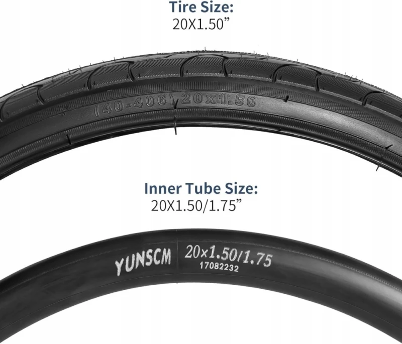 YUNSCM Opony Rowerowe 20"x1.50 + Dętki 2 szt. Schrader