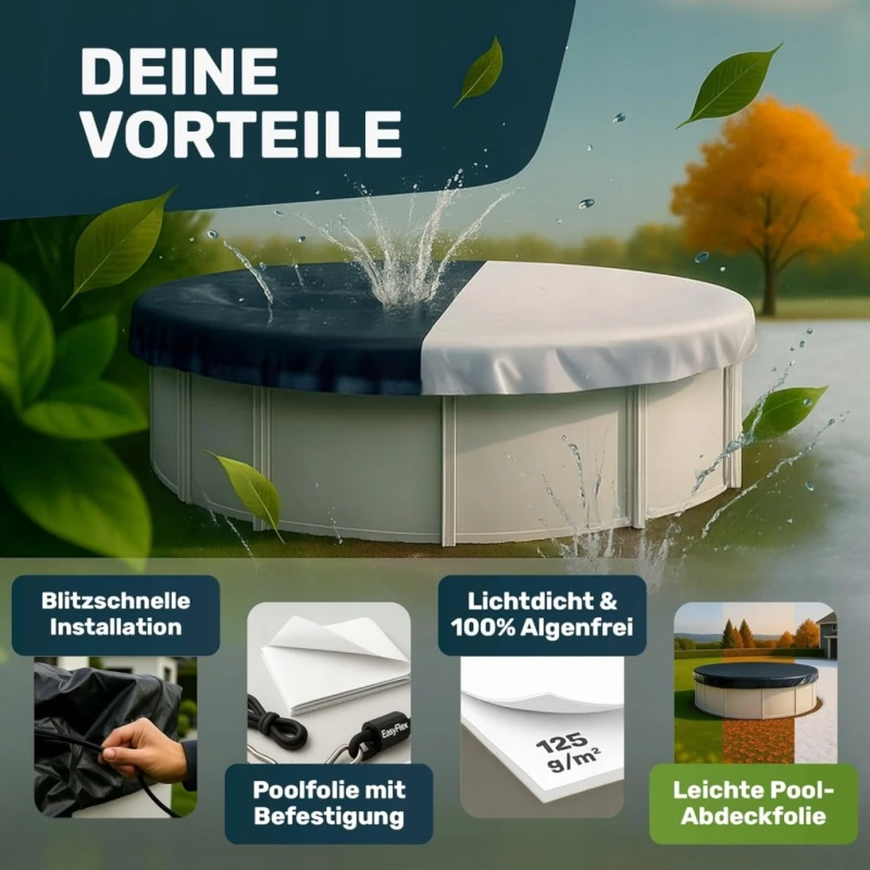 Plandeka basenowa EasyFlex 7x4 m lato zima folia solarna - Folienkonig
