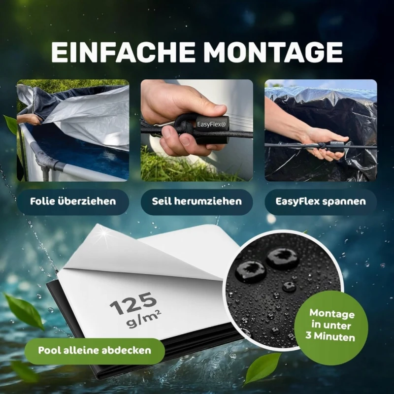 Plandeka basenowa EasyFlex 7x4 m lato zima folia solarna - Folienkonig