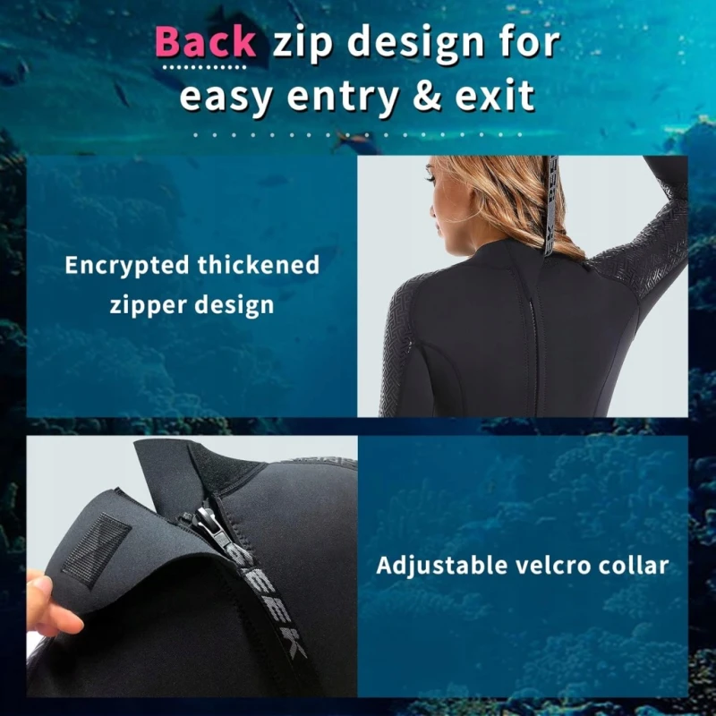 Beek damski kombinezon neoprenowy 3 mm 3XL, długi, czarny, Ochrona UV