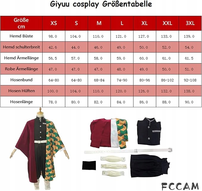 Kostium cosplay Tomioka Giyuu kimono komplet XXL dla dorosłych