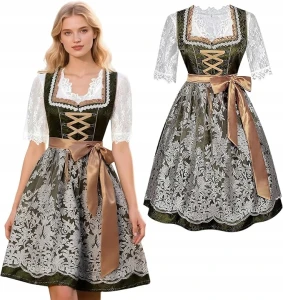 Suknia bawarska Dirndl Oktoberfest damska 3-częściowa- HarnyLoomr r. 44