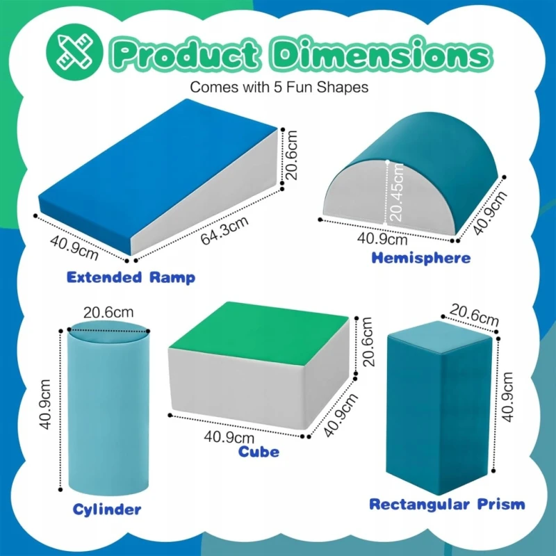 Wilwolfer piankowe klocki wspinaczkowe dla dzieci 5 el., motoryczne