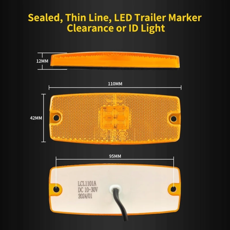 Lampy obrysowe LED 4 szt. 12V 24V pomarańczowe- Qiping